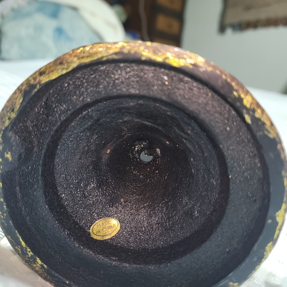 HURRICANE TALL 17" GOLDTONE CANDLESTICK CANDLE OR TEALIGHT HOLDER. HEAVY - Picture 7 of 12